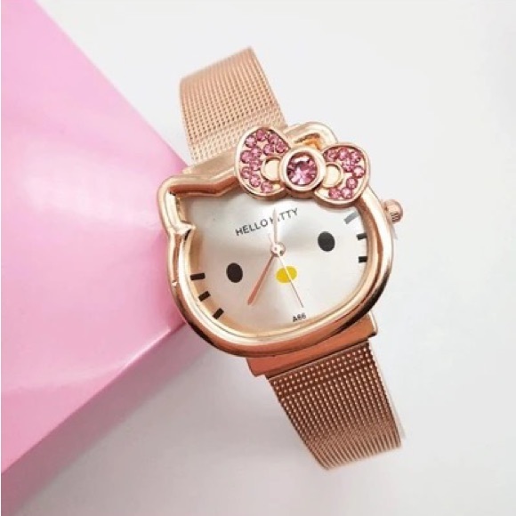 HELLO KITTY ROSE GOLD MESH STRAP WATCH - NEW! - Picture 2 of 16